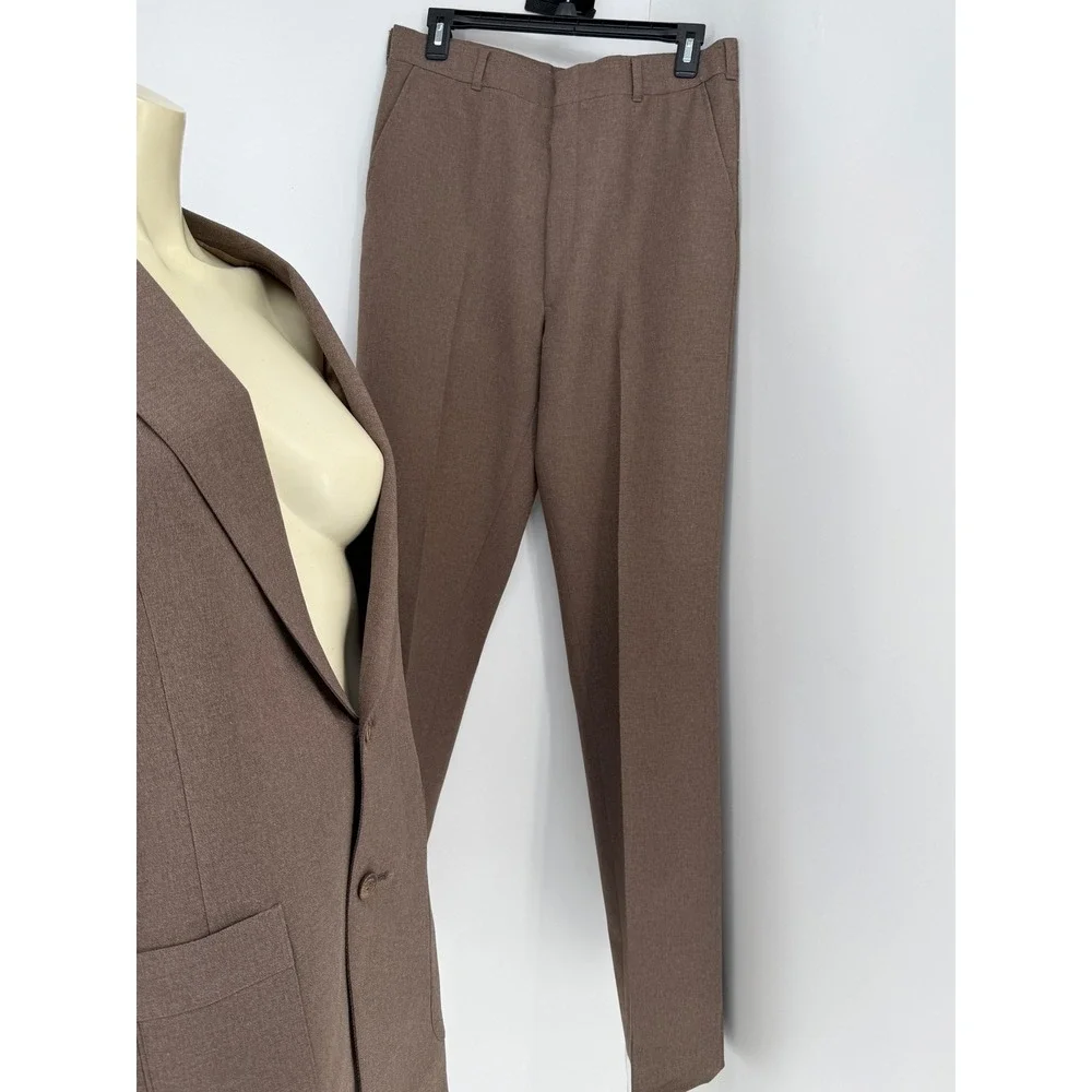Vtg‎ 70s Johnny Carson 3-Piece Suit Tan/Beige Blazer Vest Pants Union Made